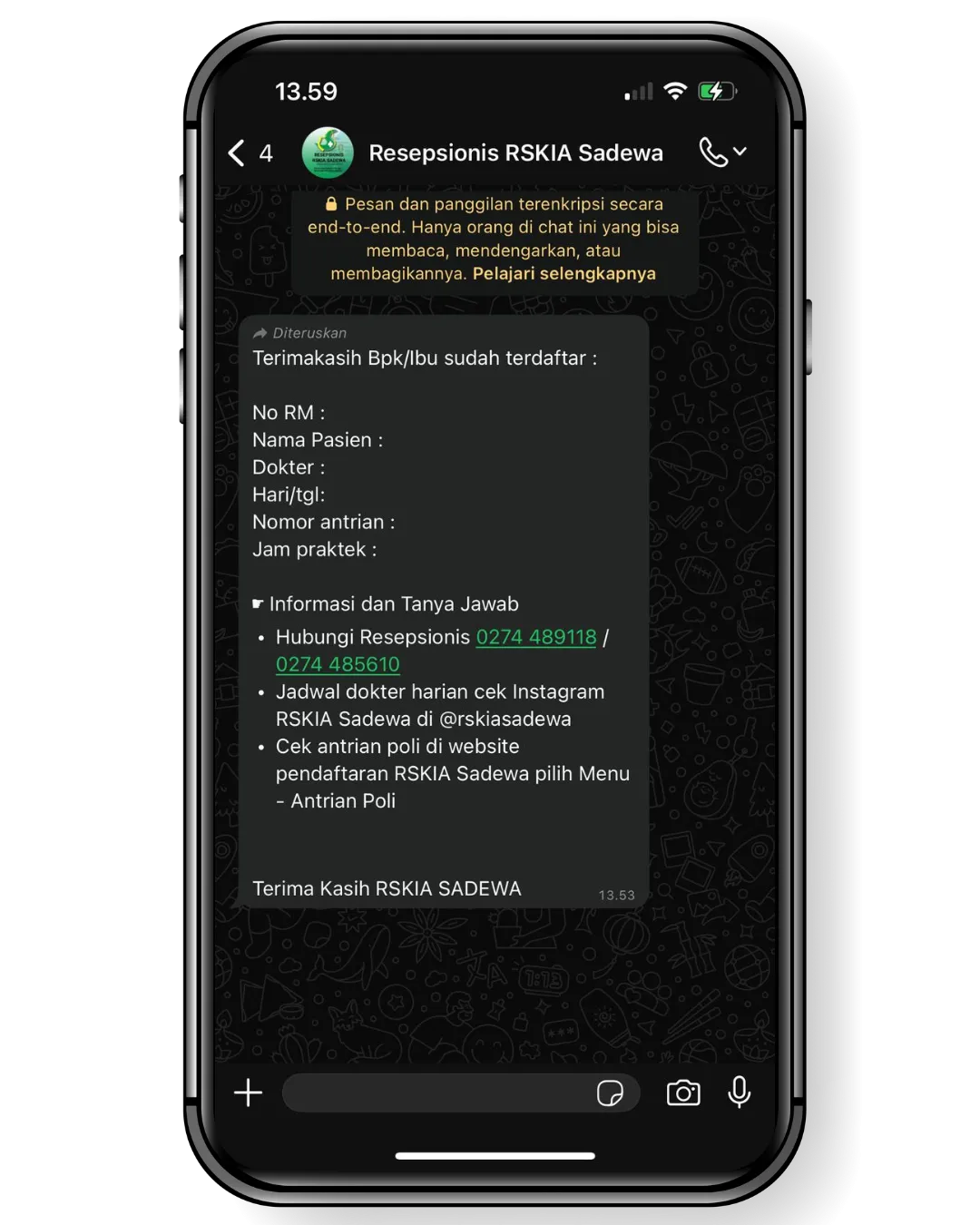 Contoh chat Whatsapp
